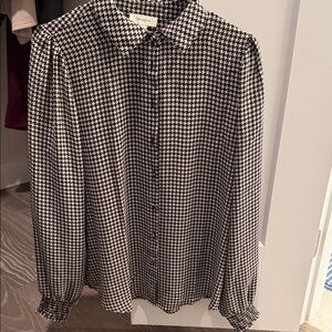 Elegant Black and White Houndstooth Blouse